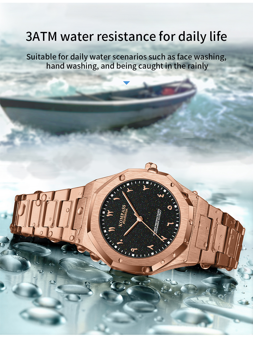 Kompass Star-Dust Arabic Rose Gold Black - 13
