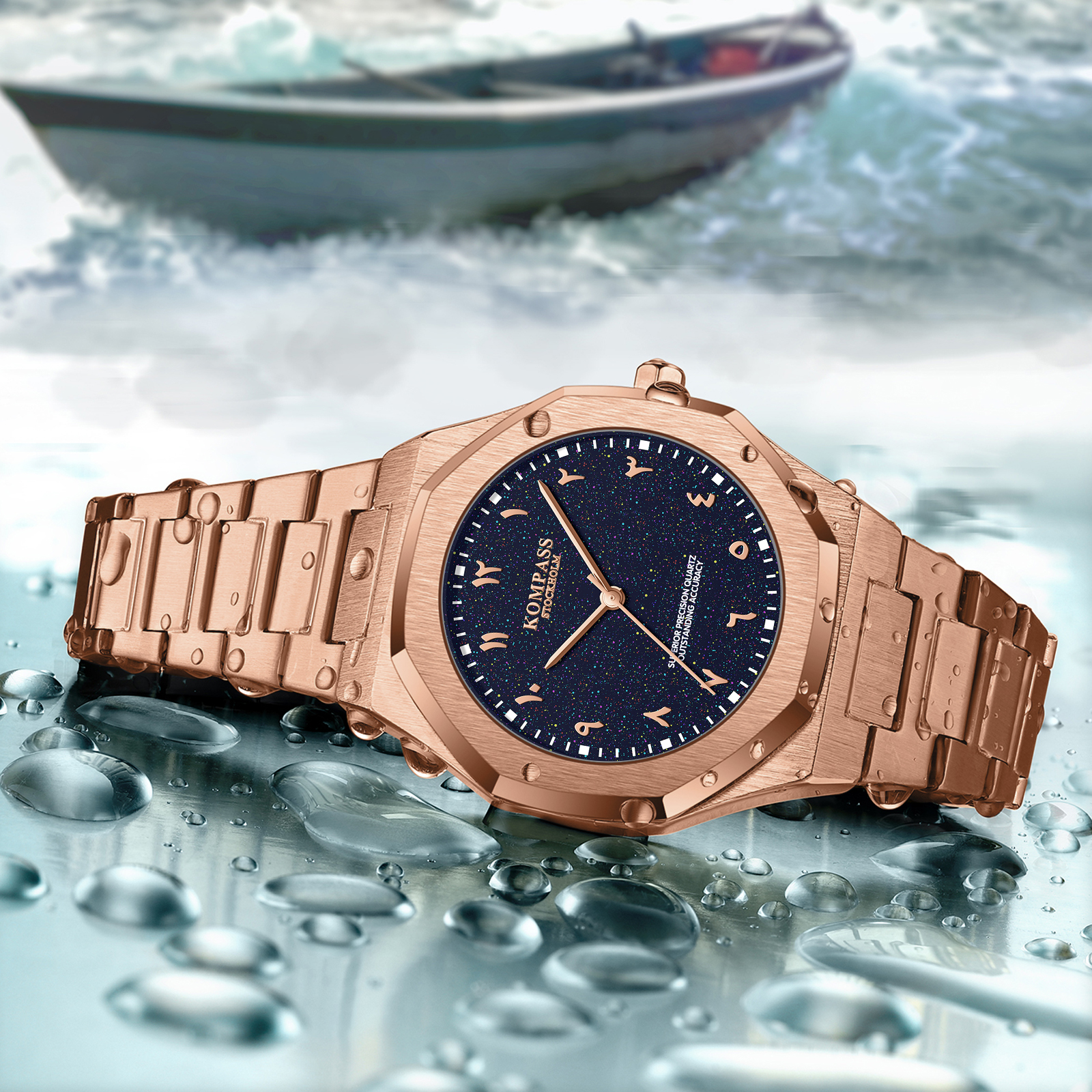 Kompass Star-Dust Arabic Rose Gold Blue - 9