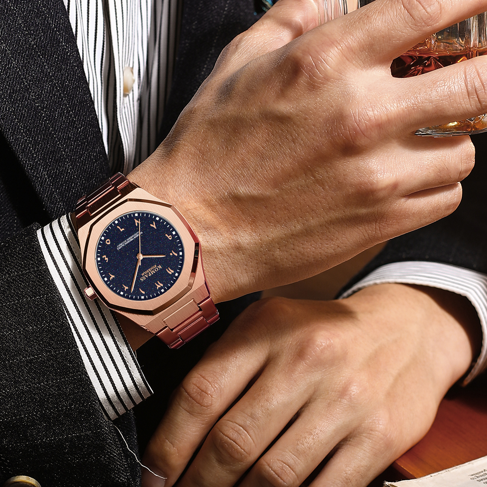Kompass Star-Dust Arabic Rose Gold Blue - 7