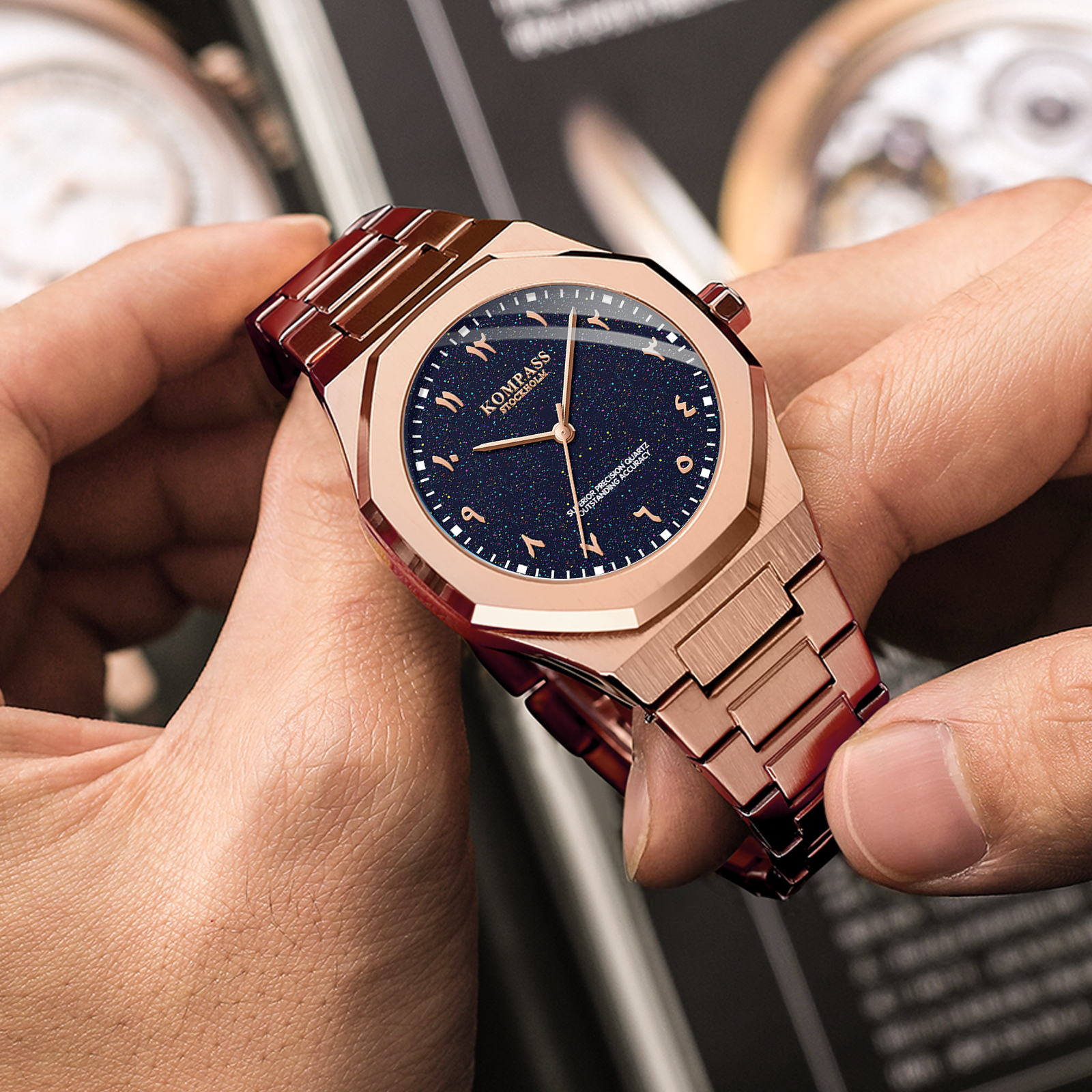 Kompass Star-Dust Arabic Rose Gold Blue - 5