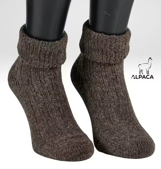 Zokks Alpacka Ull Strumpor, Brun - 2