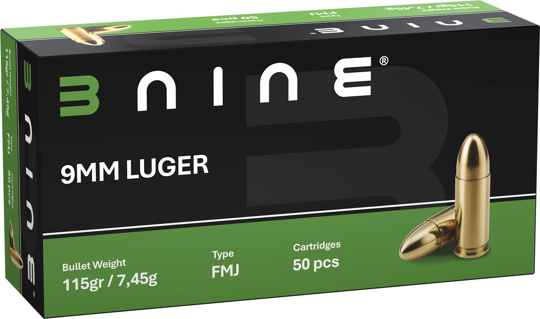 B Nine 9x19 115gr FMJ - 1000st