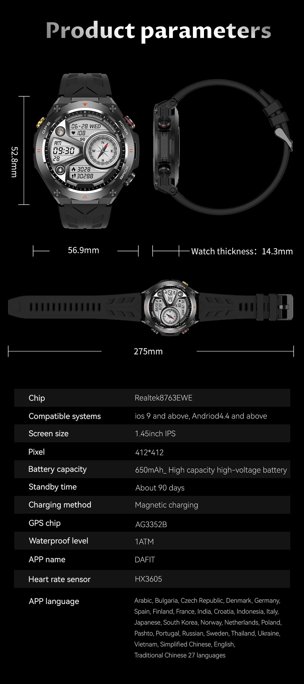 Philippe Palmer Smart Watch LP92 Dark Camo - 25