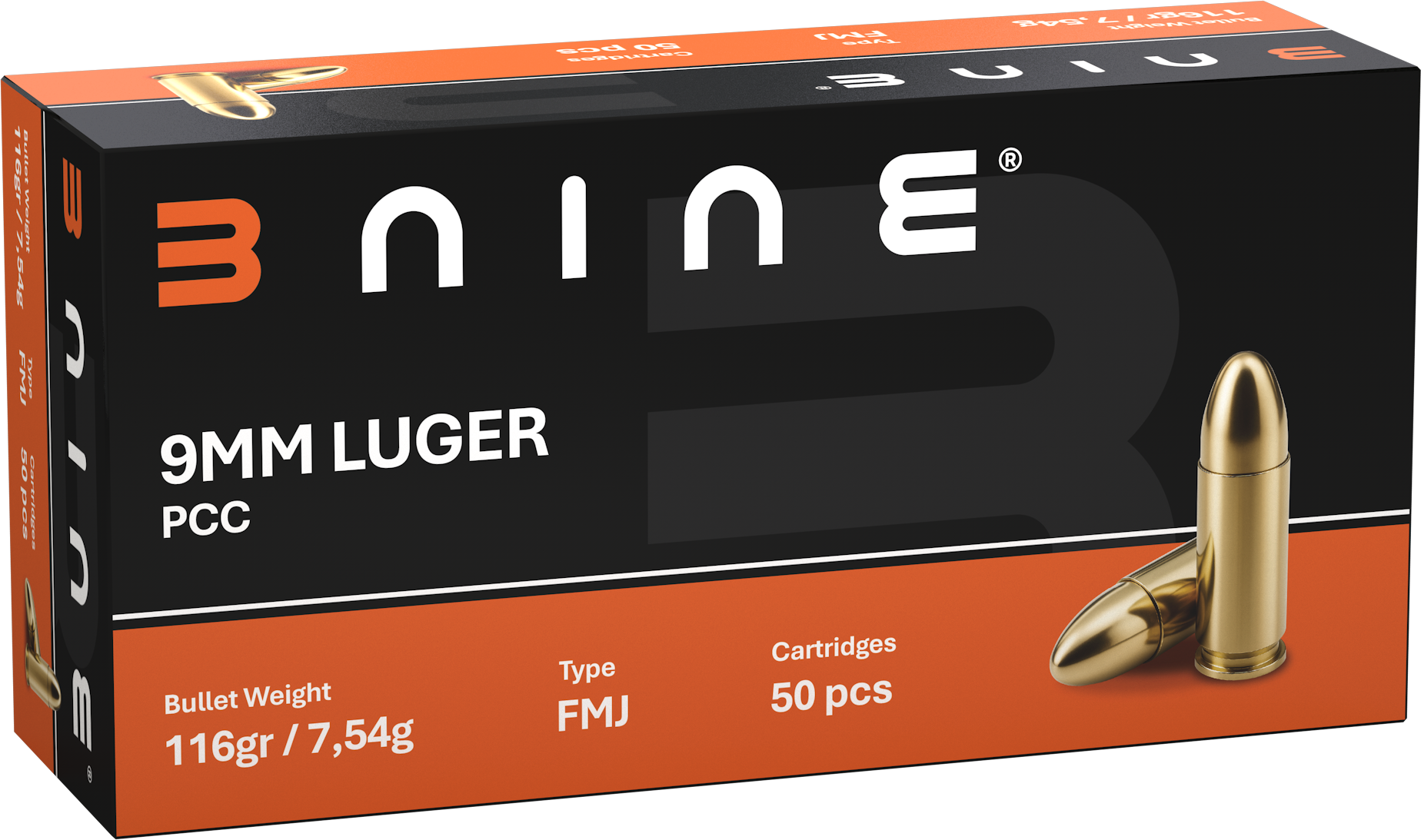B Nine 9x19 116gr PCC FMJ - 1000st
