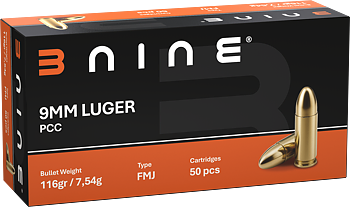 B Nine 9x19 116gr PCC FMJ - 1000st