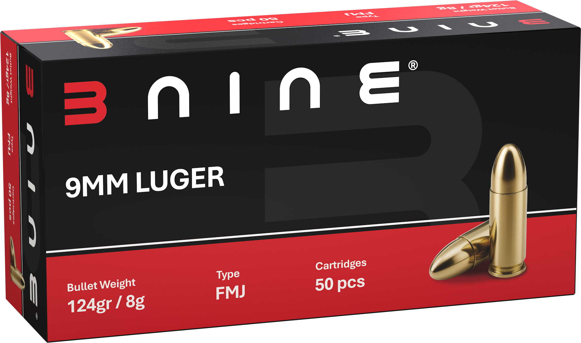 B Nine 9x19 124gr FMJ - 1000st