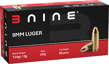 B Nine 9x19 124gr FMJ - 1000st