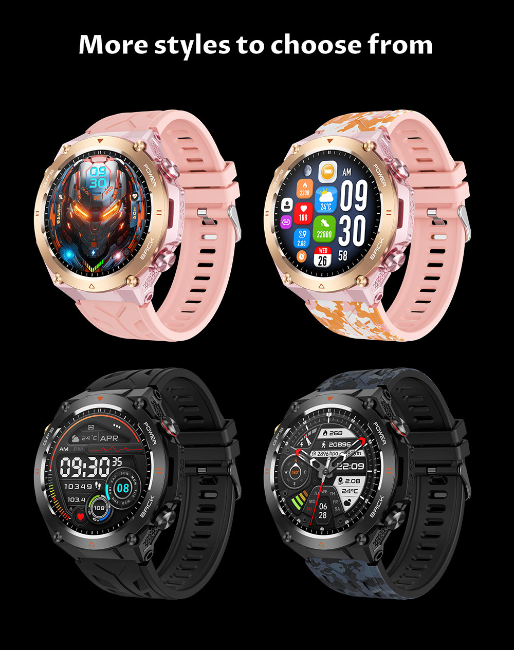 Philippe Palmer Smart Watch LP92 Pink Camo - 24