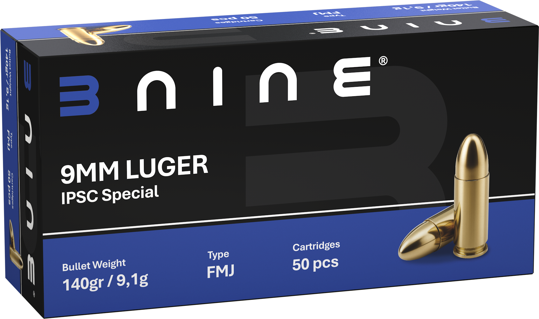 B Nine 9x19 140gr IPSC Special FMJ - 1000st