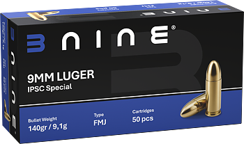 B Nine 9x19 140gr IPSC Special FMJ - 1000st