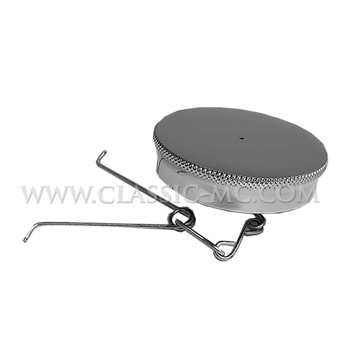 PETROL TANK, CAP FLAT 2-1/2" W/CHAIN