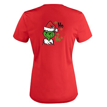T-shirt Frauen HO HO HO rot - Grinchen Rücken