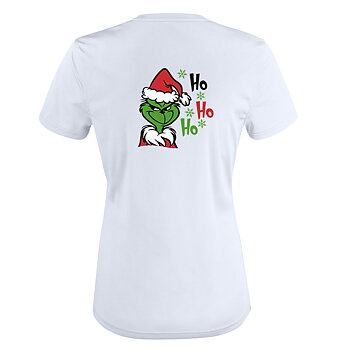 Damen-T-Shirt HO HO HO weiß - Grinchen Rücken