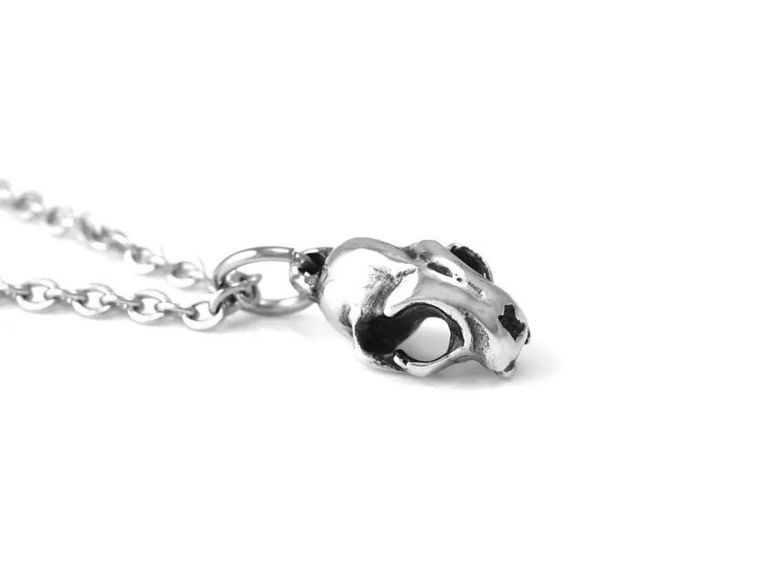 Litet Kattskalle Halsband, Handgjort Katt Döskalle Smycke - 3