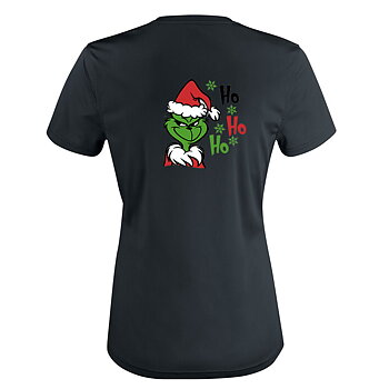 T-shirt Frauen HO HO HO schwarz - Grinchen Rücken