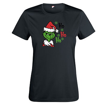 Women's T-shirt HO HO HO black - Grinchen front