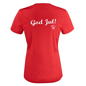 Rotes Damen-T-Shirt HO HO HO - Grinch vorne