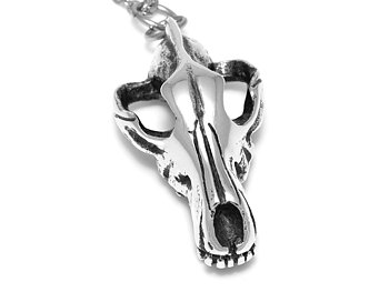 Vargskalle Halsband, Handgjort Varg Döskalle Smycke