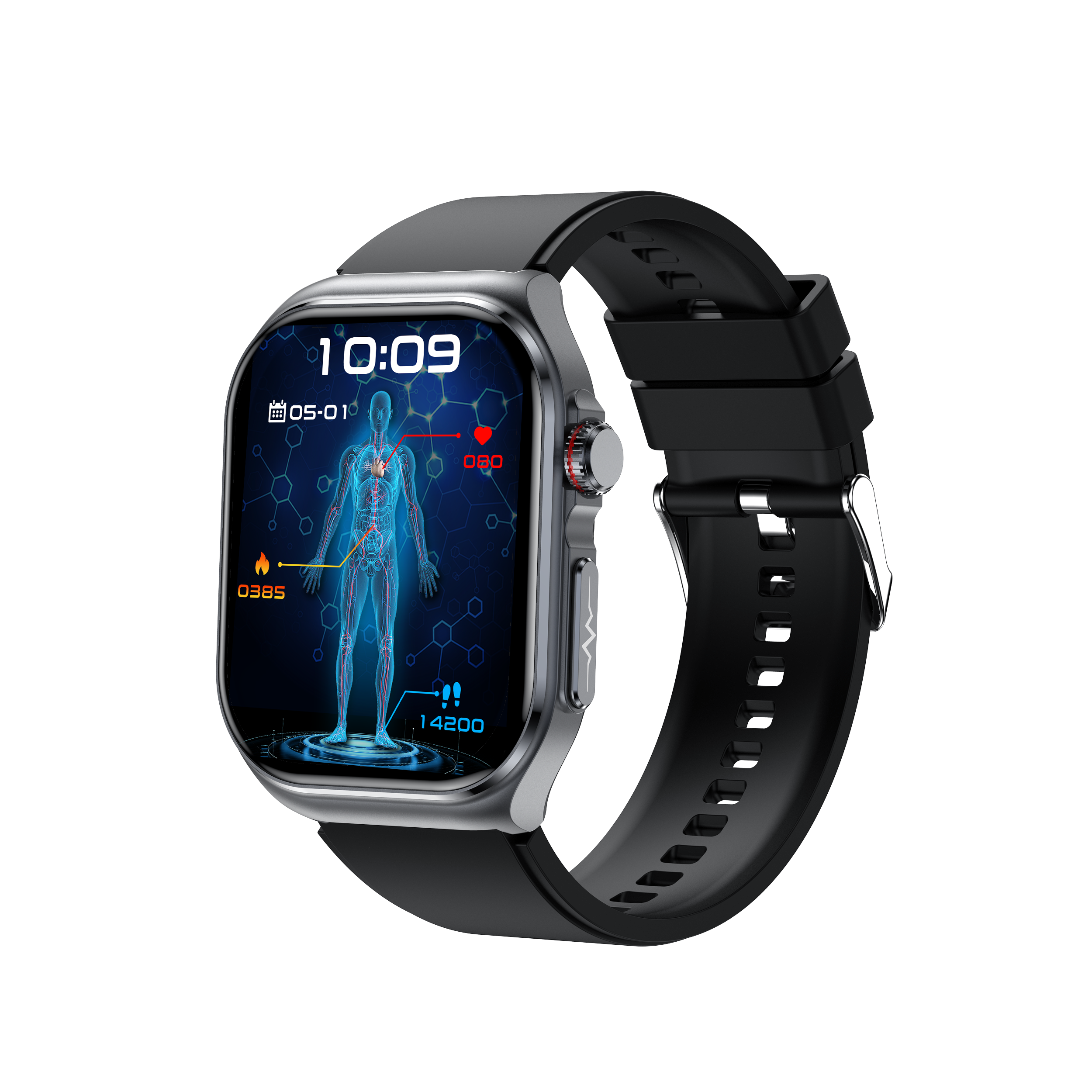 Philippe Palmer Smart Watch LP59 ECG AMOLED Black Rubber