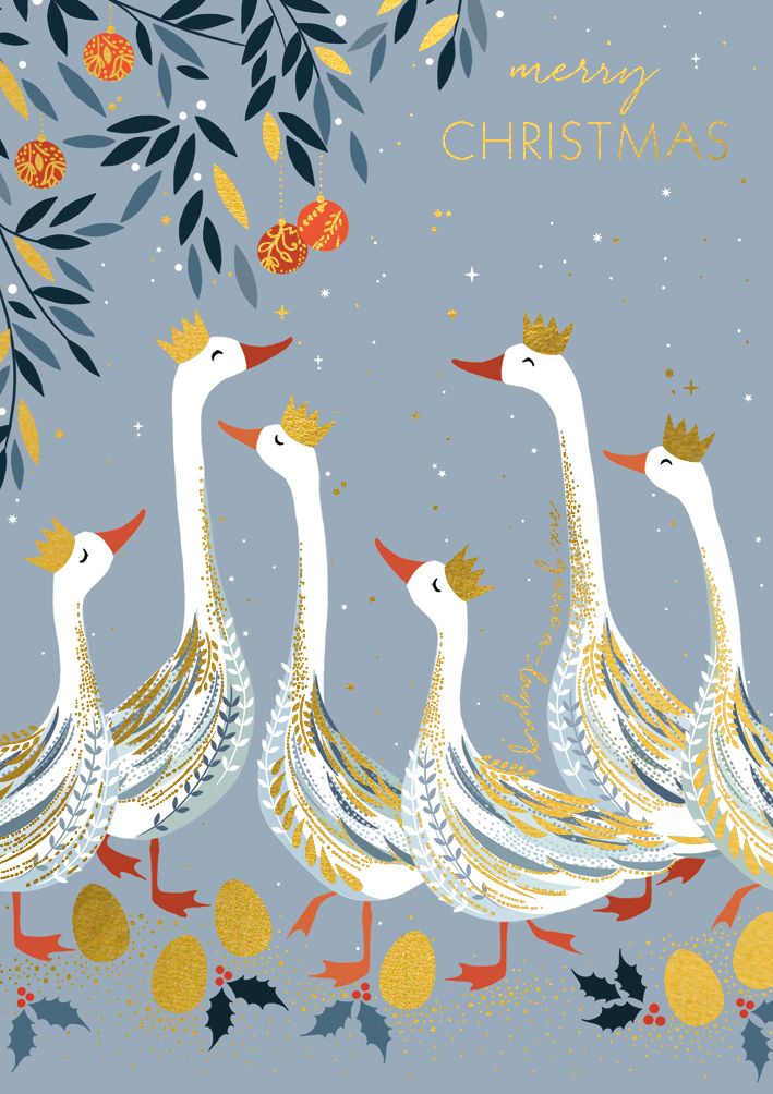 Sara Miller : Christmas Geese Merry Christmas  - Kort med kuvert