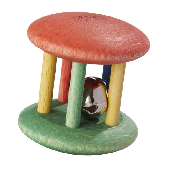 Nictoys Greppleksak / Skallra i trä  - bjällra - Hållbar Waldorf & Montessori-leksak 
