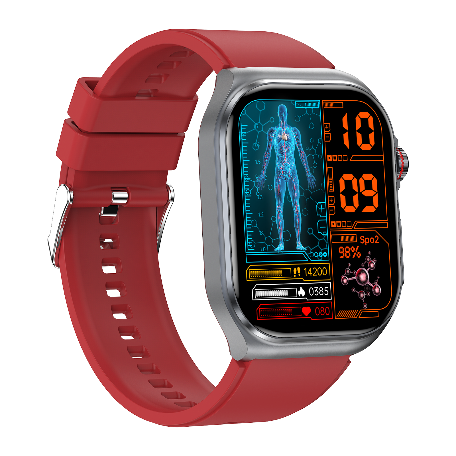 Philippe Palmer Smart Watch LP59 ECG AMOLED Red Rubber - 3