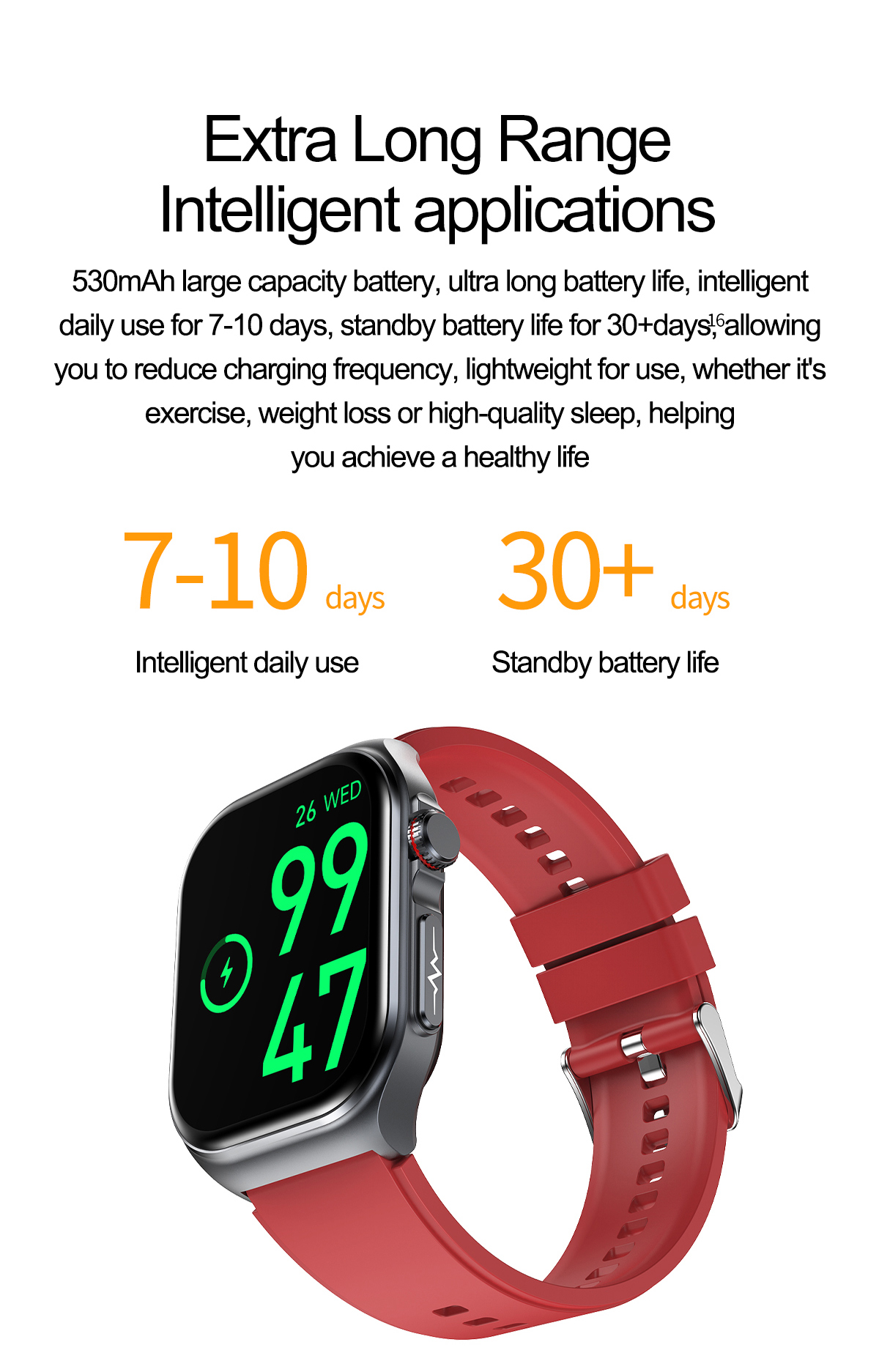 Philippe Palmer Smart Watch LP59 ECG AMOLED Red Rubber - 21