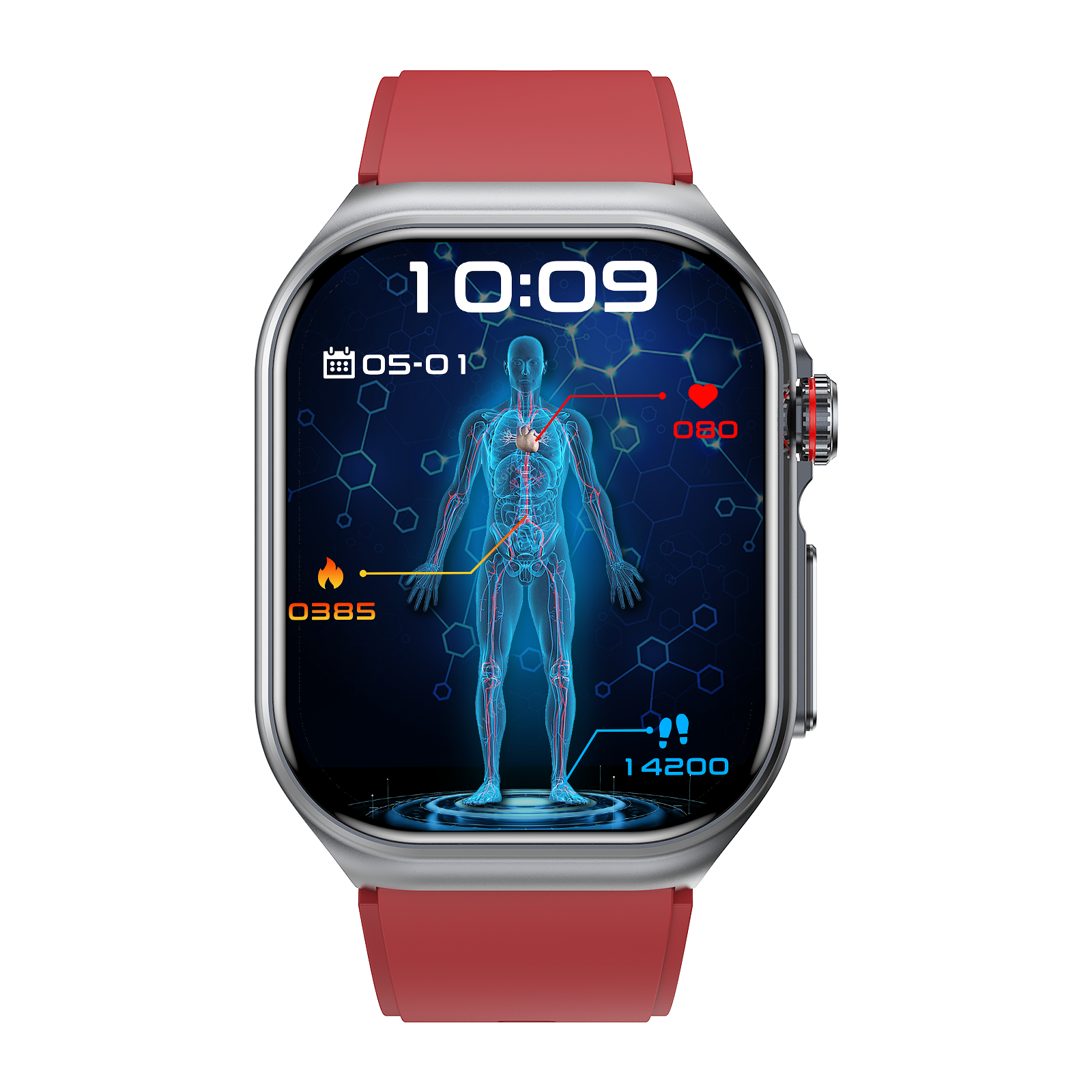 Philippe Palmer Smart Watch LP59 ECG AMOLED Red Rubber - 2
