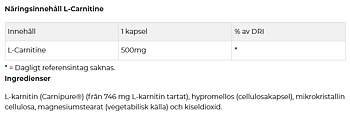 L-Carnitine - 60 kapslar