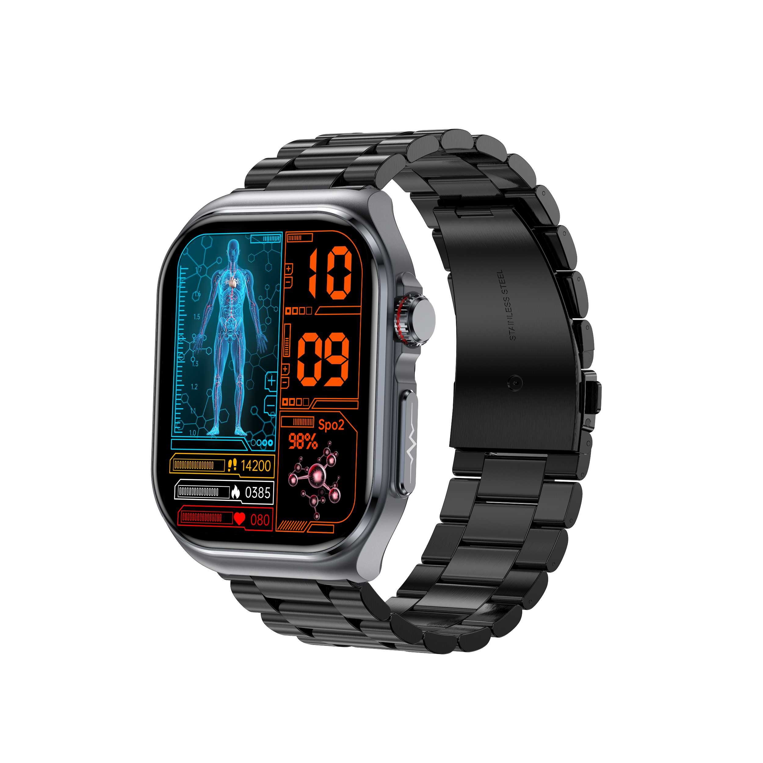 Philippe Palmer Smart Watch LP59 ECG AMOLED Black Steel