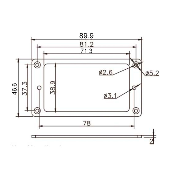 Metal Humbucker Mounting Ring - Flat Bottom 2 x 2 (Chrome) - 2