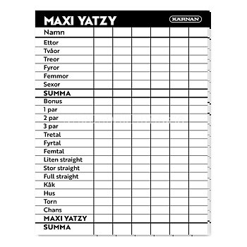 Maxi Yatzy Extrablock - KÄRNAN