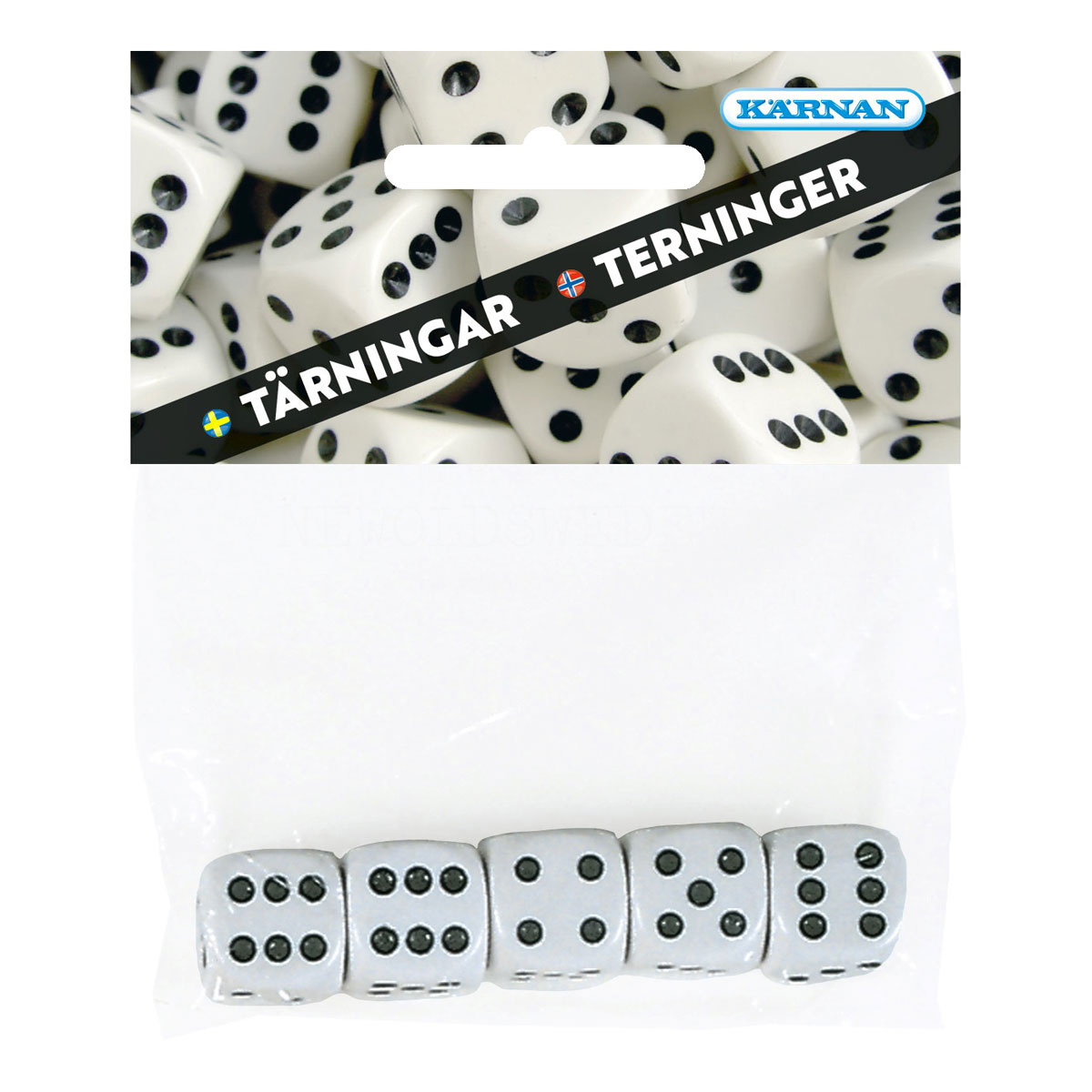 Tärningar 5-pack  16 x 16 mm - KÄRNAN