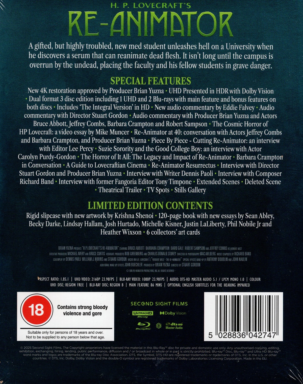 Re-Animator (Limited Edition) (ej svensk text) (4K Ultra HD + Blu-ray) - 2