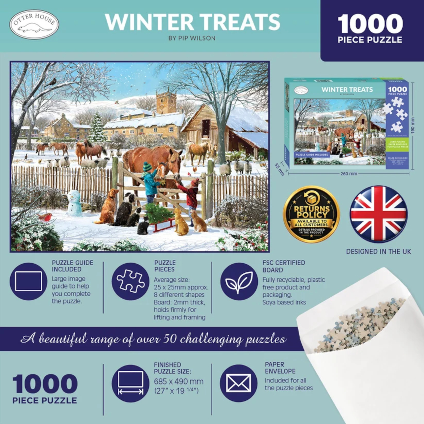 Pussel Otter House Hästmotiv Winter Treats 1000 Bitar - 3
