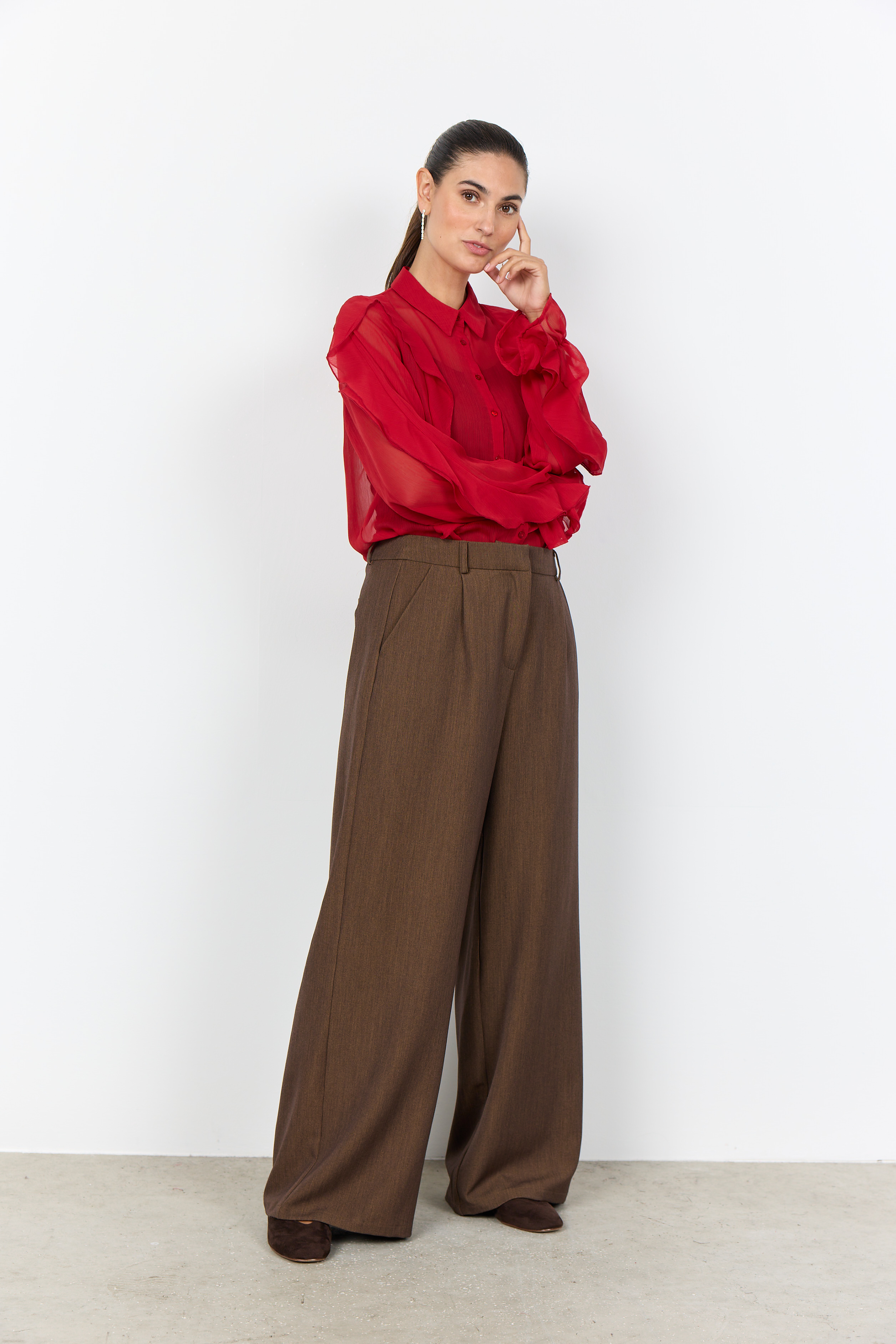 SC-NAIA 5 Shirt Röd volangblus