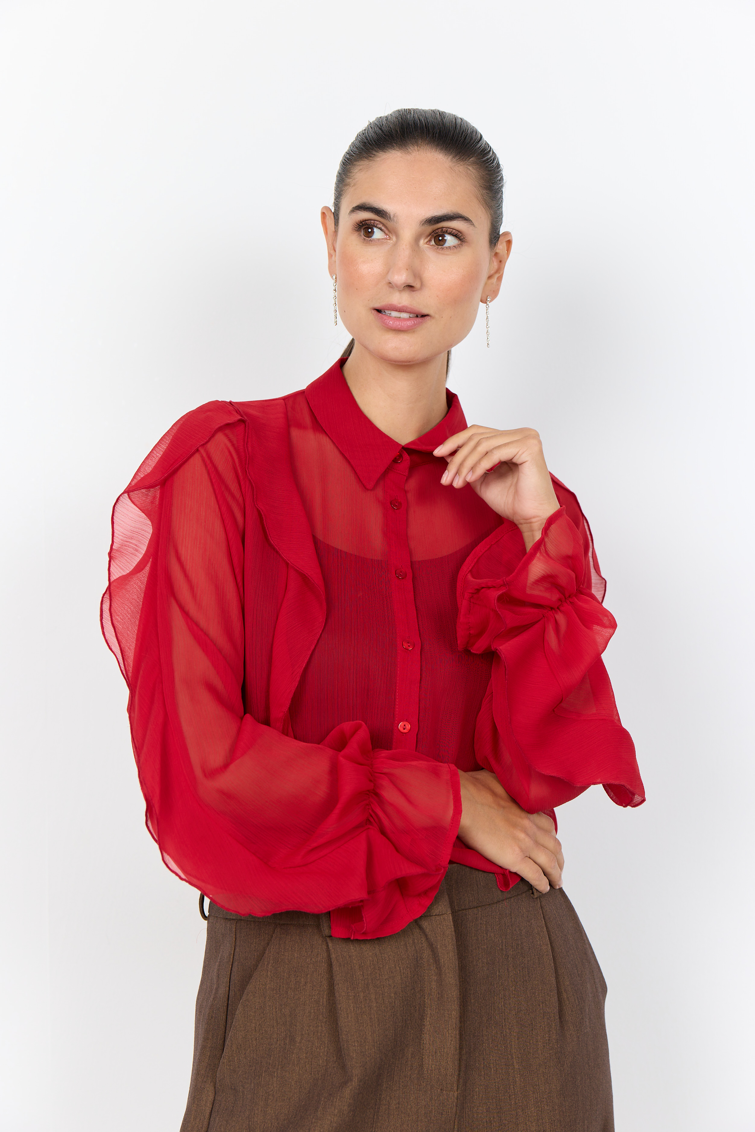 SC-NAIA 5 Shirt Röd volangblus