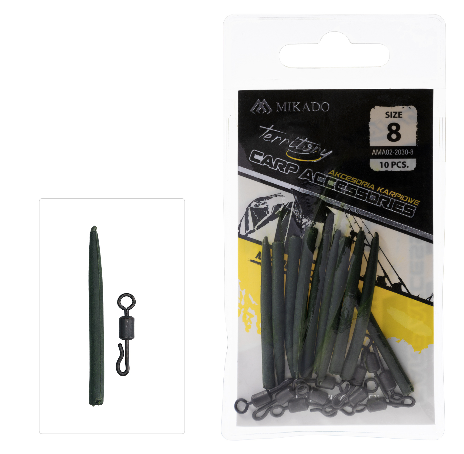 MIKADO SWIVEL - QUICK CHANGE WITH ANTI-TANGLE RUBBER NO 8 - 10 pcs