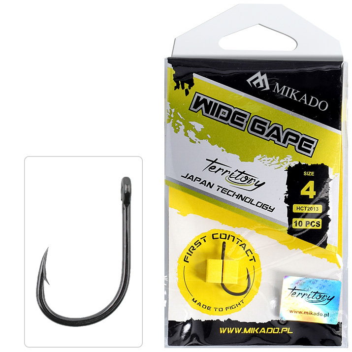 MIKADO HOOK - TERRITORY - WIDE GAPE - TEFLON COATED - 10 pcs