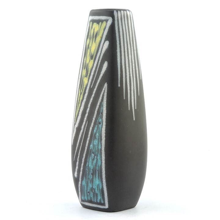 Svend Aage Holm Sørensen (Burgundia 1956) Black Vase with Colorful Decor 16 cm