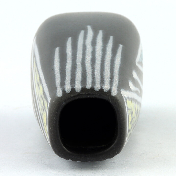 Svend Aage Holm Sørensen (Burgundia 1956) Black Vase with Colorful Decor 16 cm