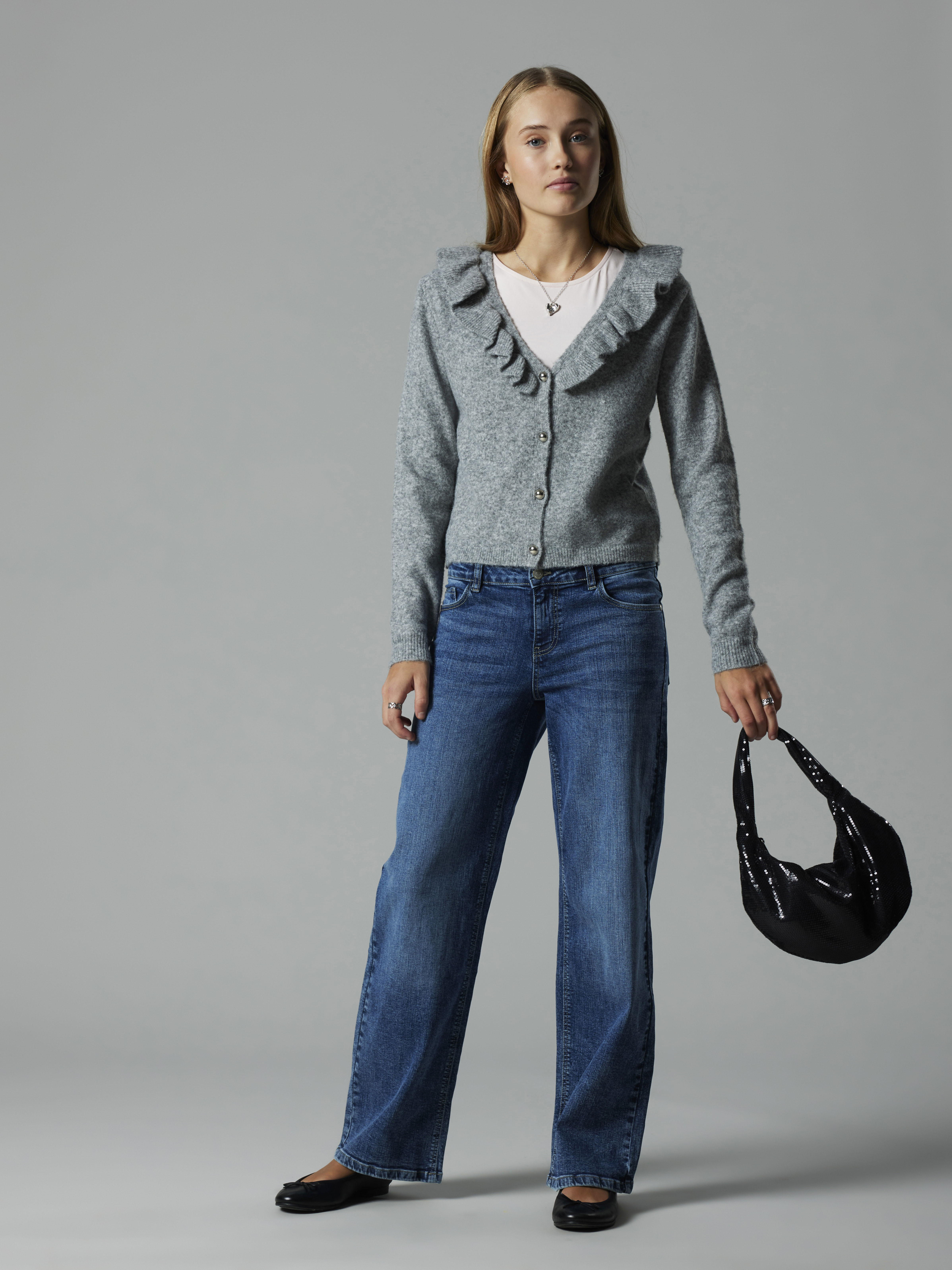  NLFREAVE LS FLOUNCE KNIT CARDIGAN light grey melange - 5