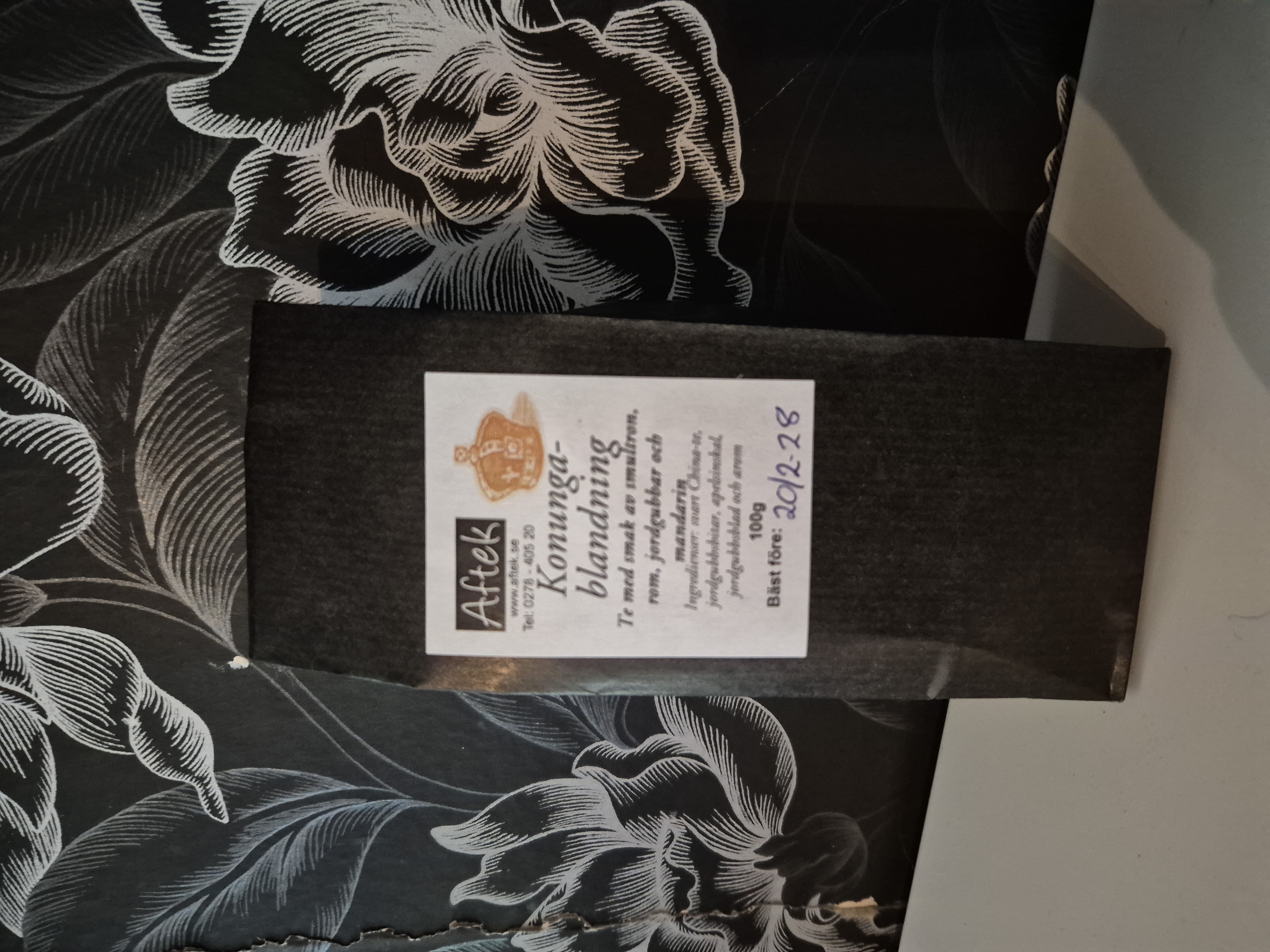 Förpackat svart te,  Konungablandning, 100gr Aftek