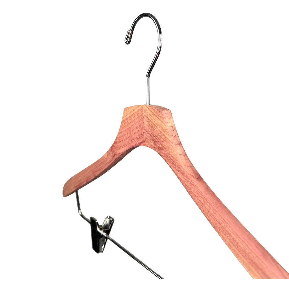 Paita- ja housuripustin setripuusta, 43cm, 5 kpl/pakkaus. - 3