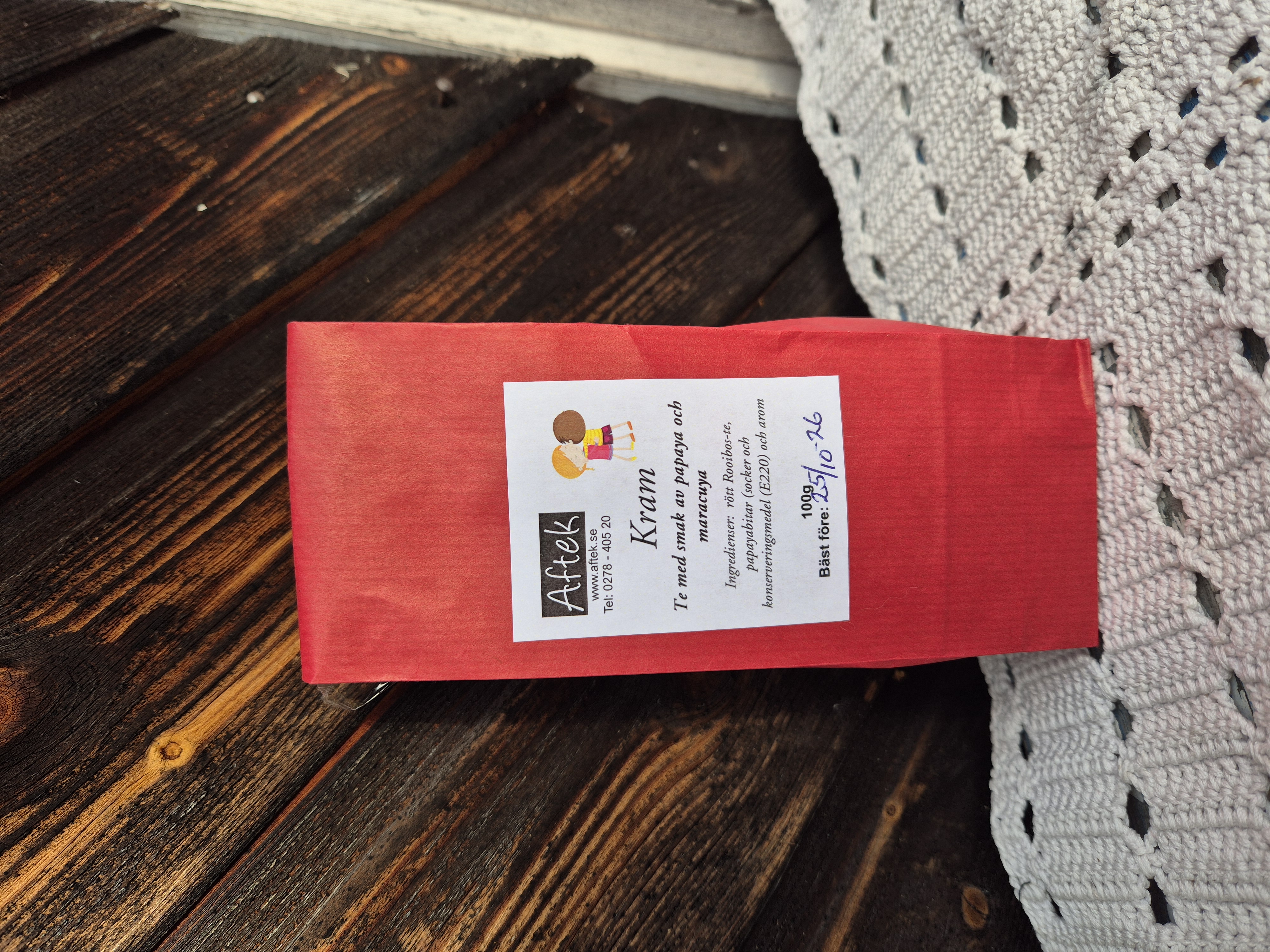 Förpackat rött Rooibos-te Kram 100gr Aftek