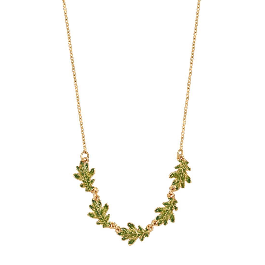 Fable oak löv halsband guld 