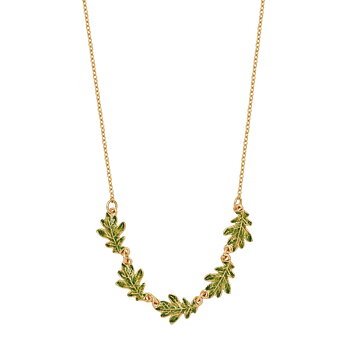 Fable oak löv halsband guld 