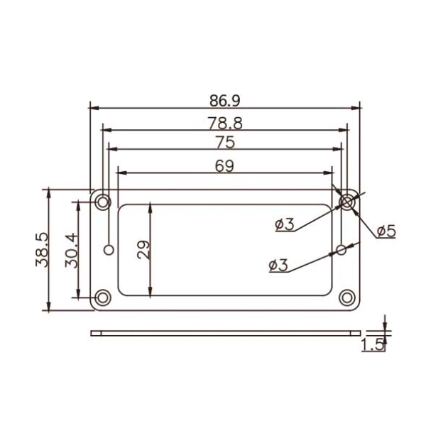 Metal Mini Humbucker Mounting Ring - Flat Bottom 1,5  x 1,5 (Chrome) - 2