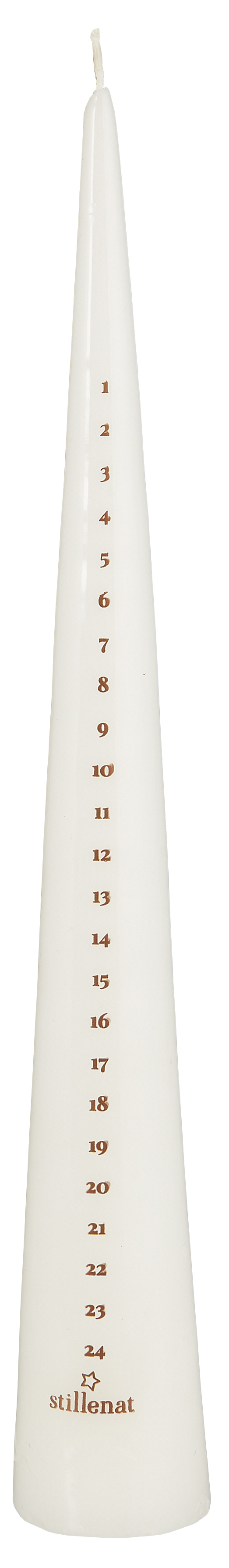 Handstöpt Datumljus - Kalenderljus - 1-24 - Vit - 35 cm - 2