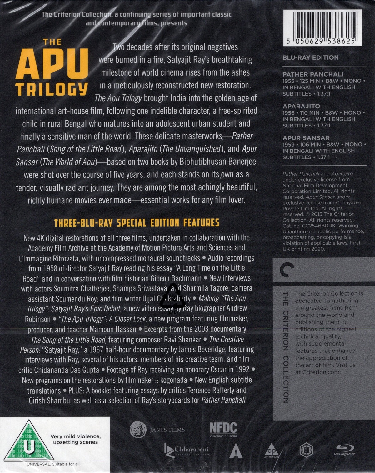 The Apu Trilogy (Criterion Collection) (ej svensk text) (Blu-ray) - 2